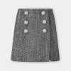 A-LINE MINI SKIRT IN HERRINGBONE WOOL | Rabanne New