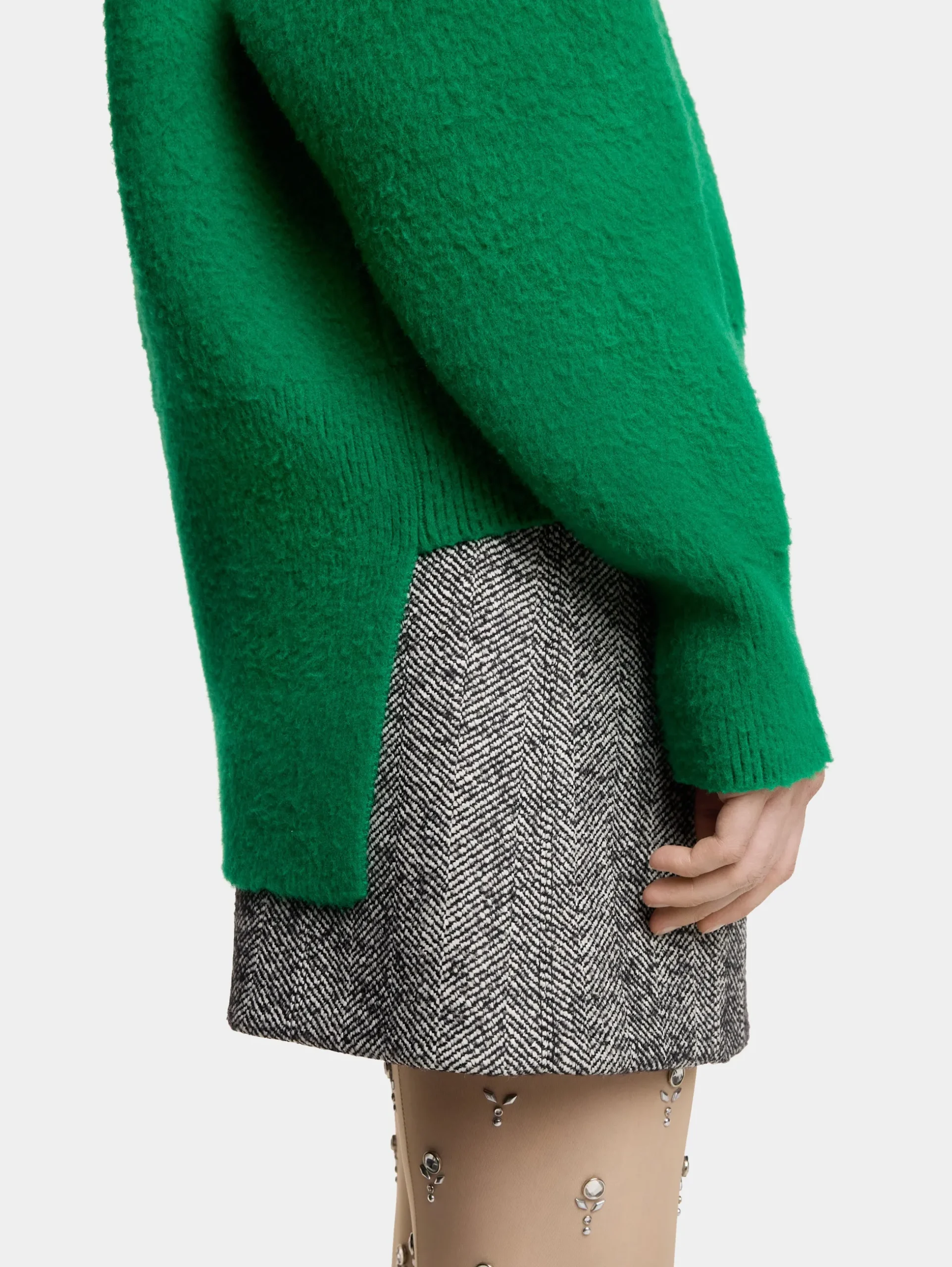 A-LINE MINI SKIRT IN HERRINGBONE WOOL | Rabanne New