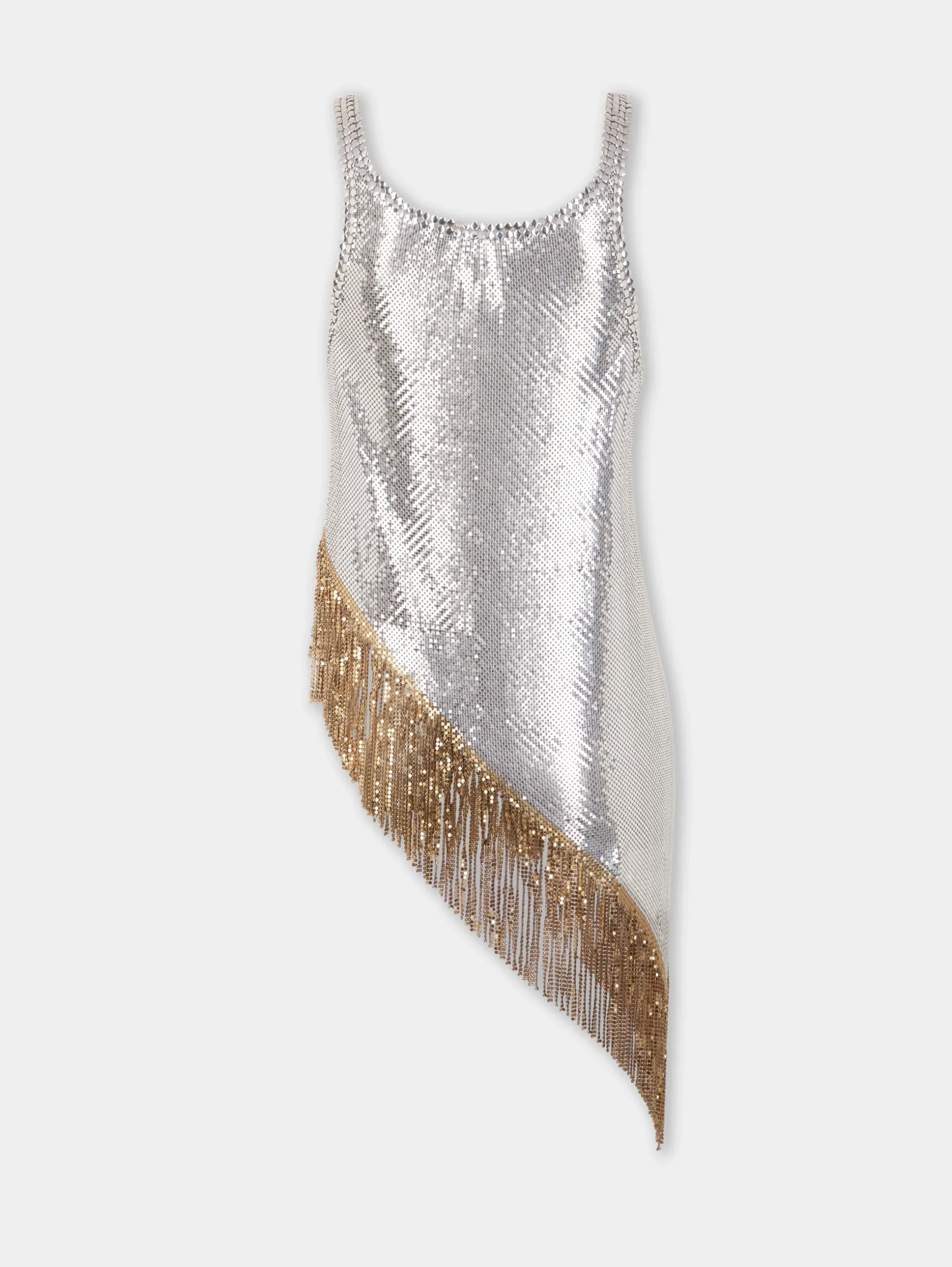 Asymetrical chainmail top with golden metallic fringes | Rabanne Cheap