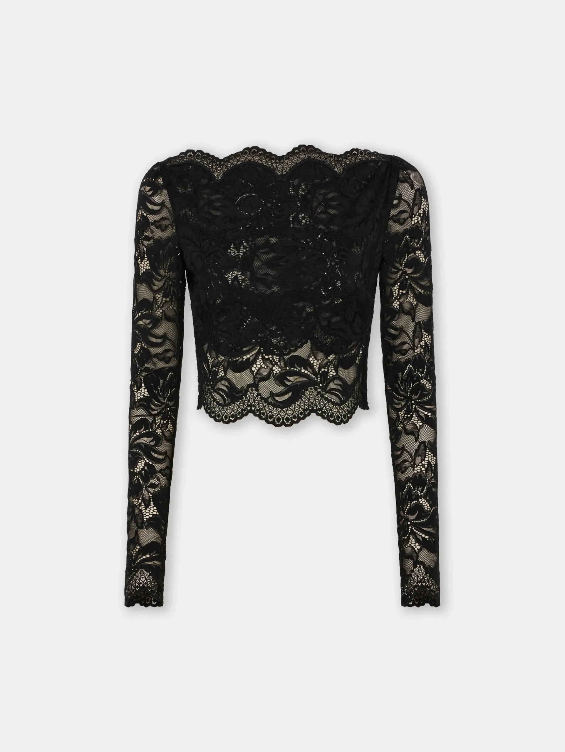 BLACK CROP TOP IN LACE | Rabanne New