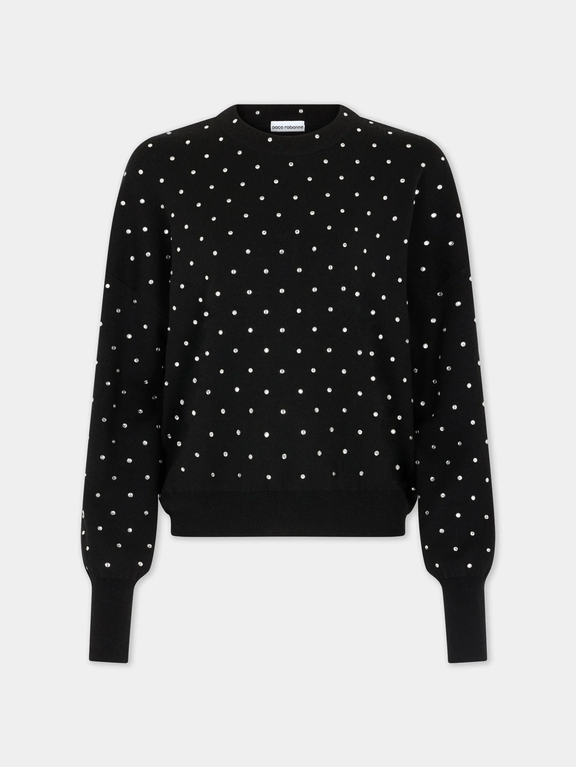 BLACK CRYSTAL-EMBELLISHED SWEATER IN WOOL | Rabanne Outlet