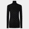 BLACK CRYSTAL-EMBELLISHED TOP IN SECOND-SKIN JERSEY | Rabanne Sale