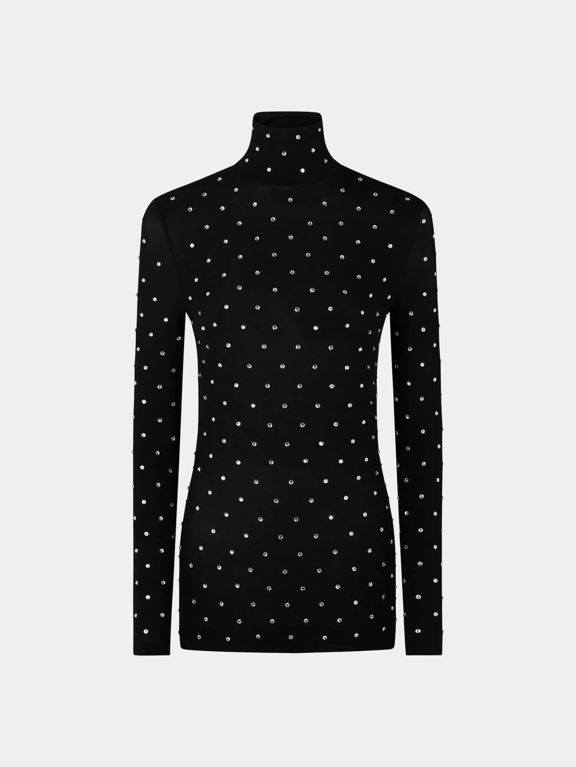 BLACK CRYSTAL-EMBELLISHED TOP IN SECOND-SKIN JERSEY | Rabanne Sale