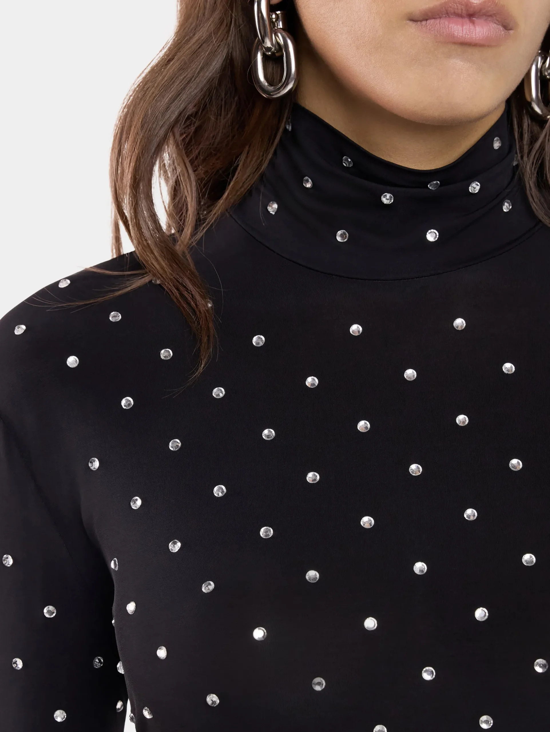 BLACK CRYSTAL-EMBELLISHED TOP IN SECOND-SKIN JERSEY | Rabanne Sale