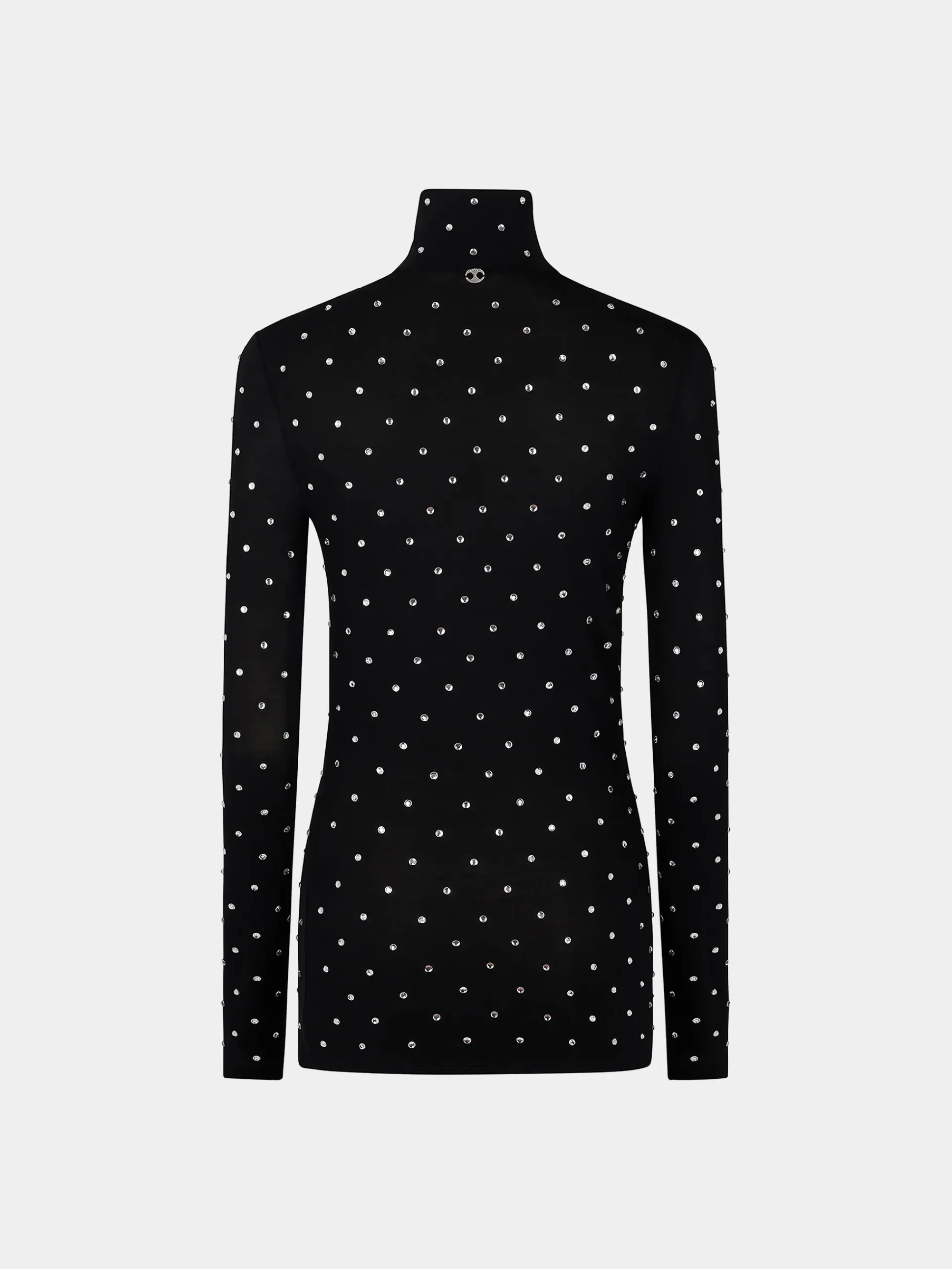 BLACK CRYSTAL-EMBELLISHED TOP IN SECOND-SKIN JERSEY | Rabanne Sale