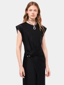 Black draped dress with signature piercing | Rabanne Cheap