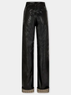 BLACK FLARED TROUSERS IN IMITATION LEATHER | Rabanne Flash Sale