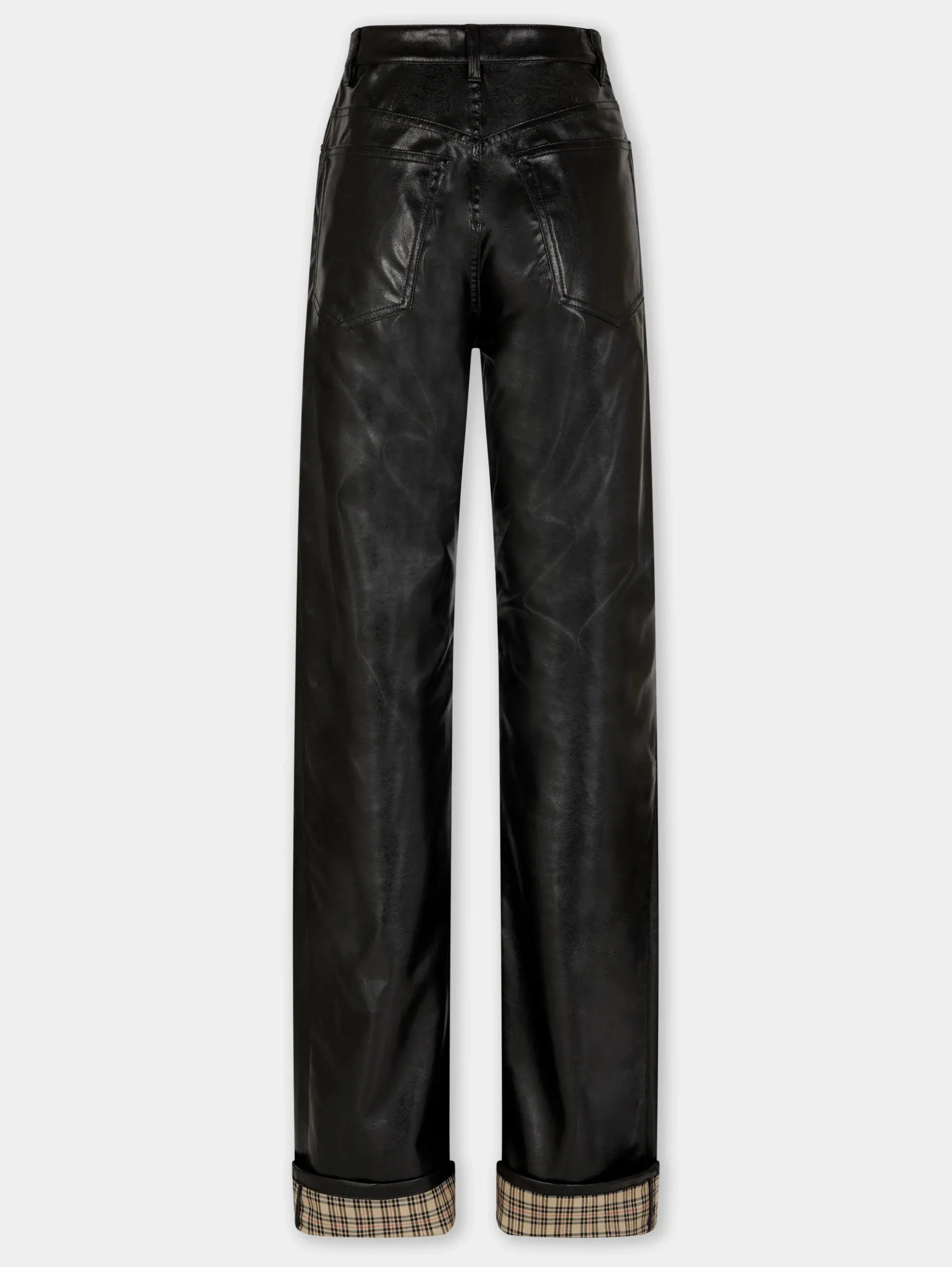 BLACK FLARED TROUSERS IN IMITATION LEATHER | Rabanne Flash Sale