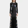 BLACK FLORAL LONG DRESS IN JERSEY | Rabanne Store