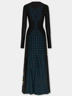 BLACK FLORAL LONG DRESS IN JERSEY | Rabanne Store