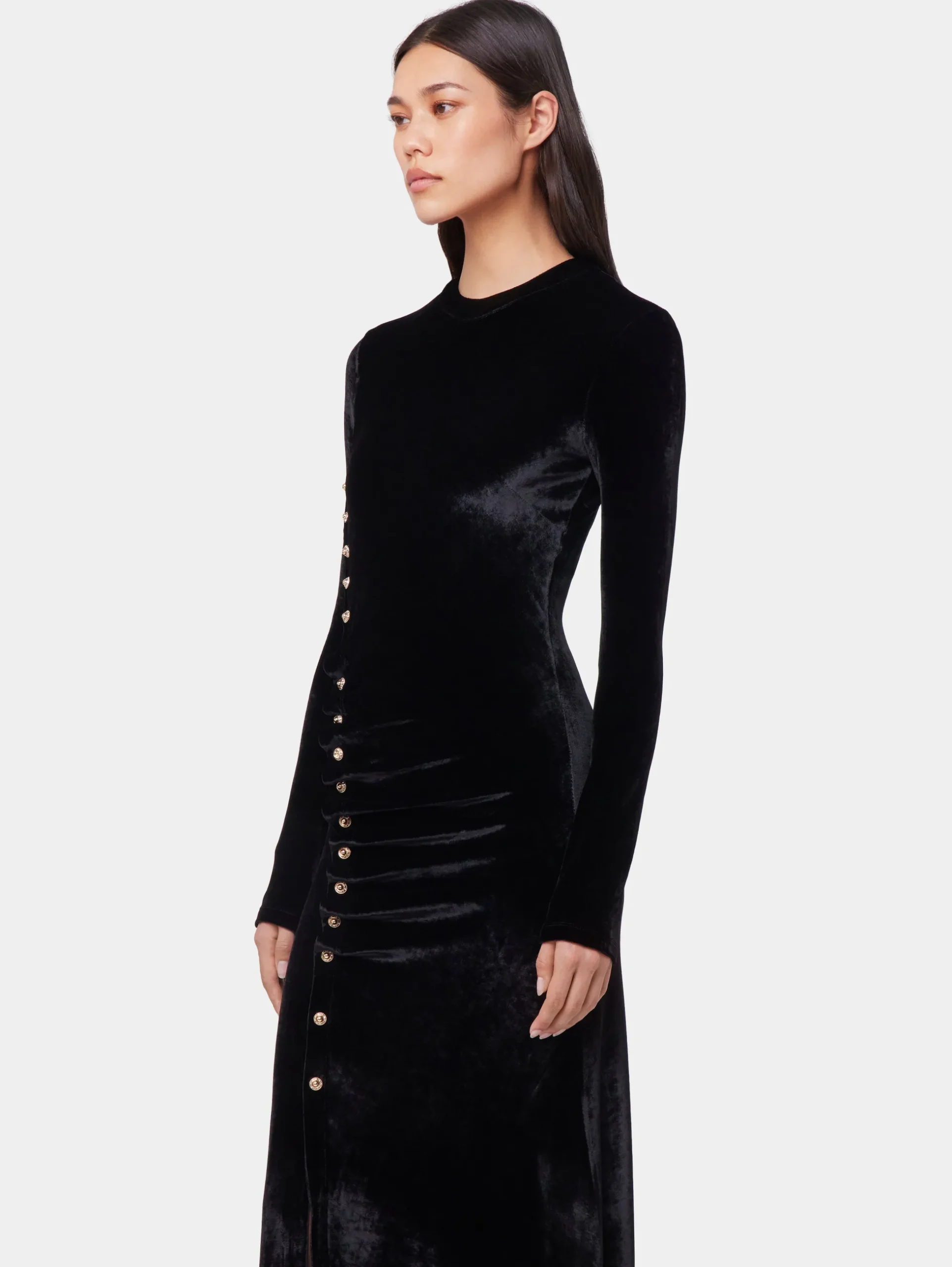 BLACK LONG DRAPED DRESS IN VELVET | Rabanne Cheap