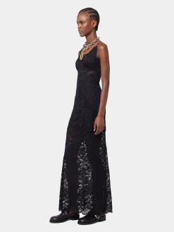 BLACK LONG DRESS IN LACE | Rabanne Discount