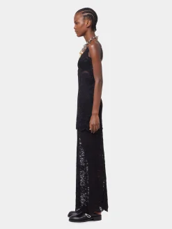 BLACK LONG DRESS IN LACE | Rabanne Discount