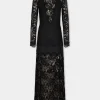 BLACK LONG DRESS IN LACE AND JERSEY | Rabanne Flash Sale