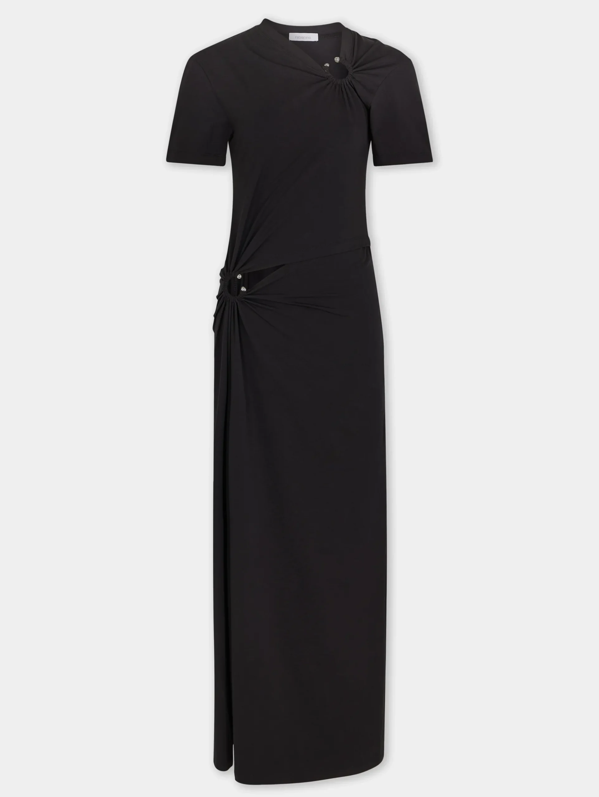 BLACK LONG PIERCING DRESS IN COTTON JERSEY | Rabanne Best Sale
