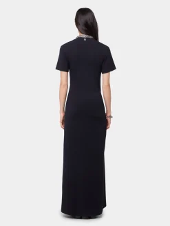 BLACK LONG PIERCING DRESS IN COTTON JERSEY | Rabanne Best Sale