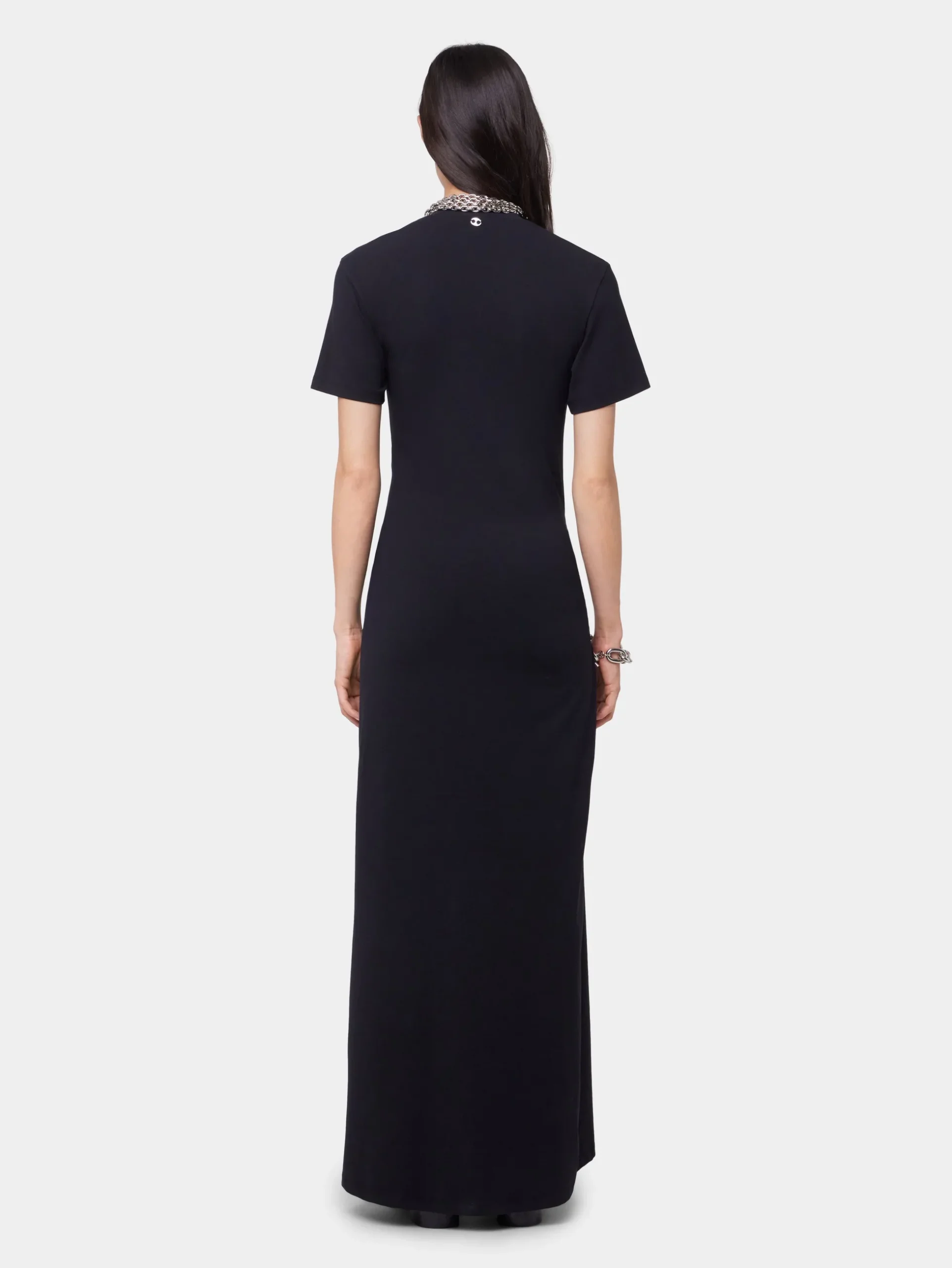 BLACK LONG PIERCING DRESS IN COTTON JERSEY | Rabanne Best Sale