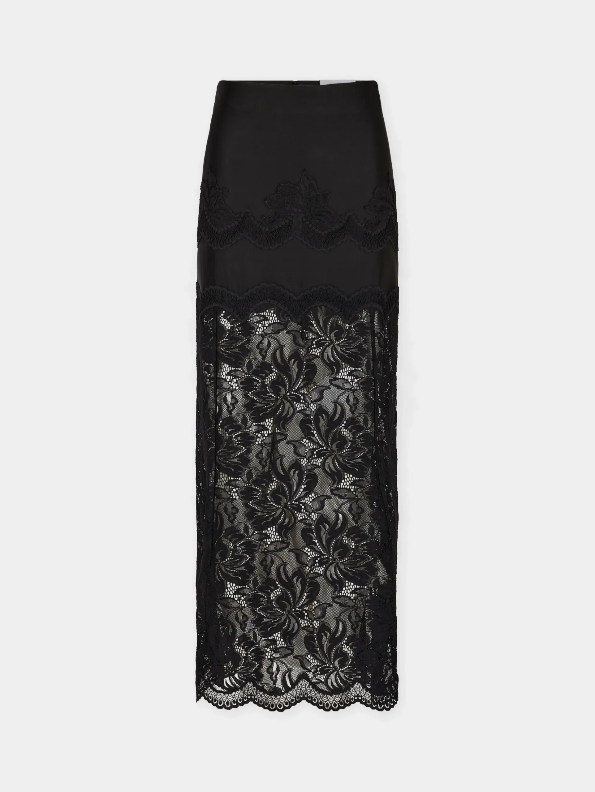 BLACK LONG SKIRT IN LACE | Rabanne New