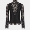 BLACK LONG SLEEVE TOP IN LACE AND JERSEY | Rabanne Fashion