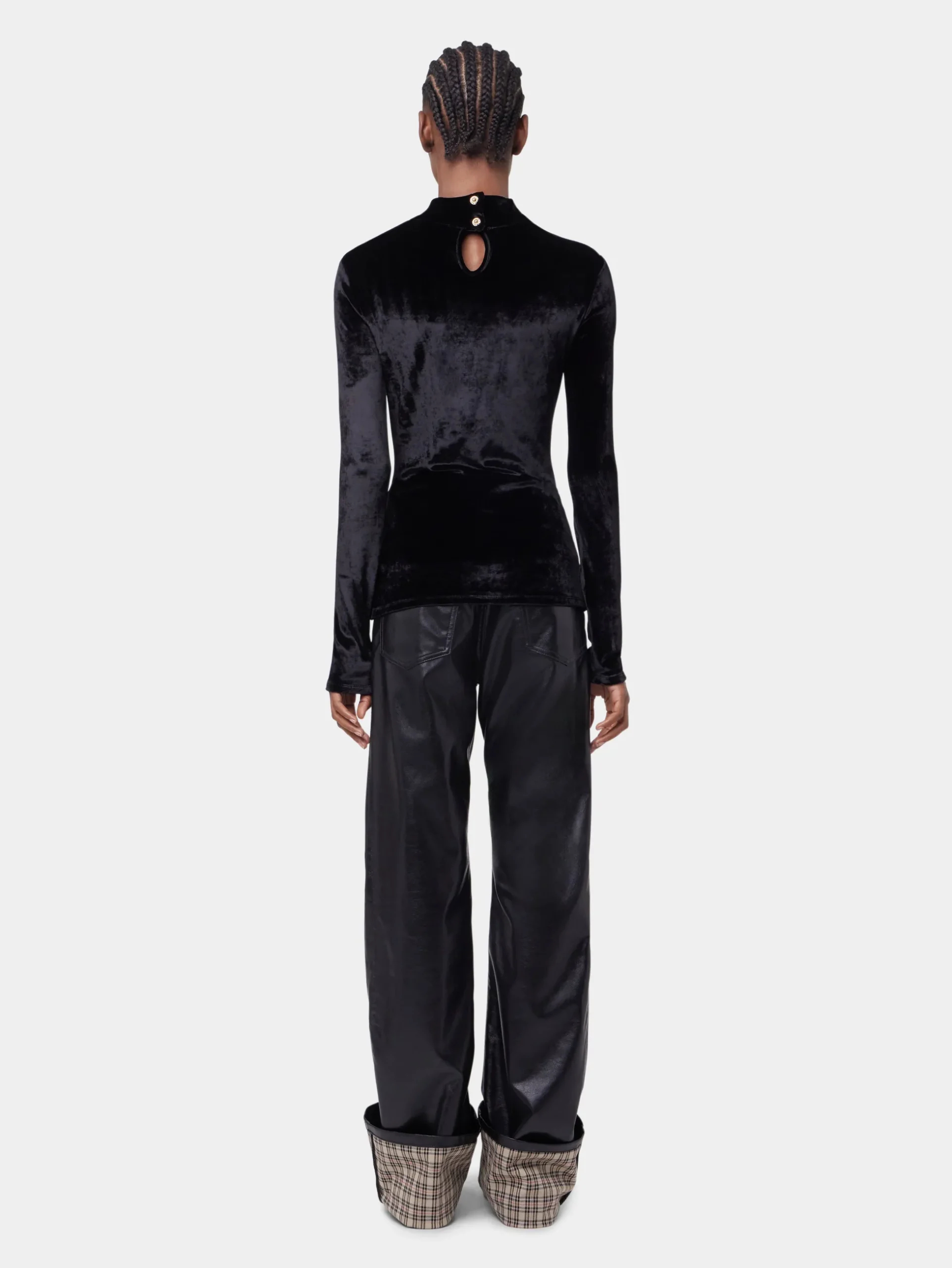 BLACK LONG-SLEEVED DRAPE TOP IN VELVET | Rabanne Cheap