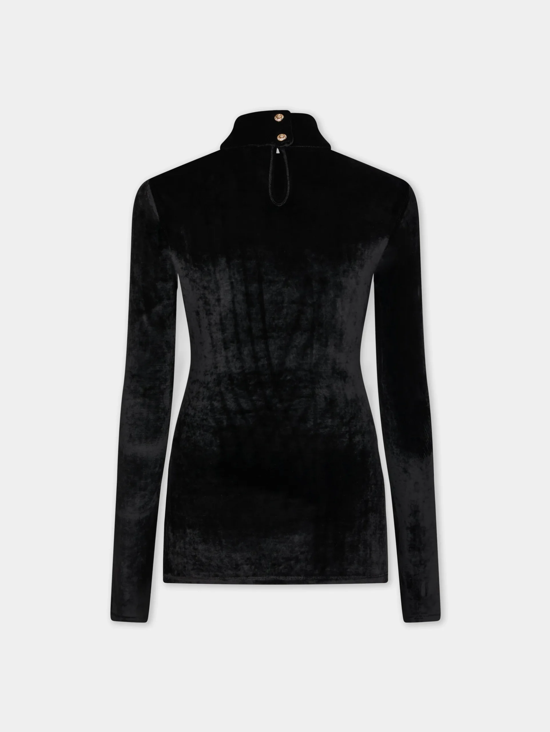 BLACK LONG-SLEEVED DRAPE TOP IN VELVET | Rabanne Cheap