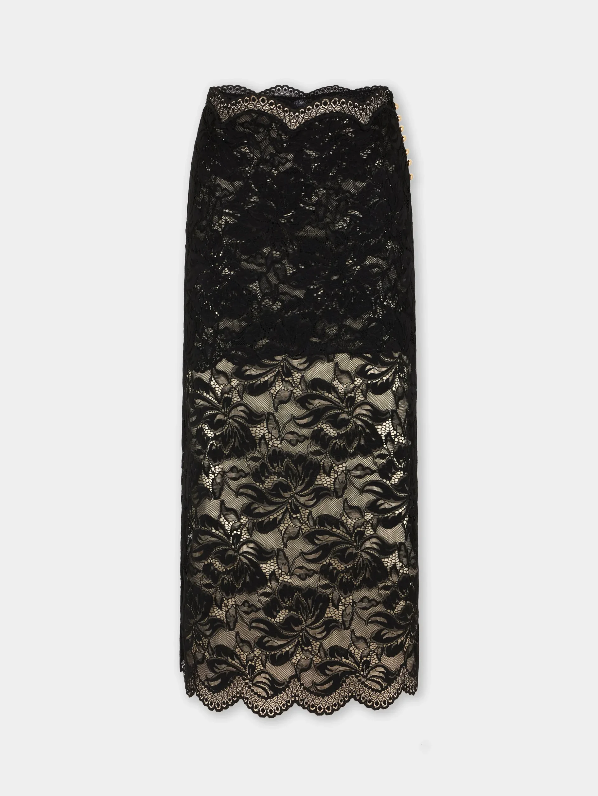 BLACK MIDI-SKIRT IN LACE | Rabanne Flash Sale