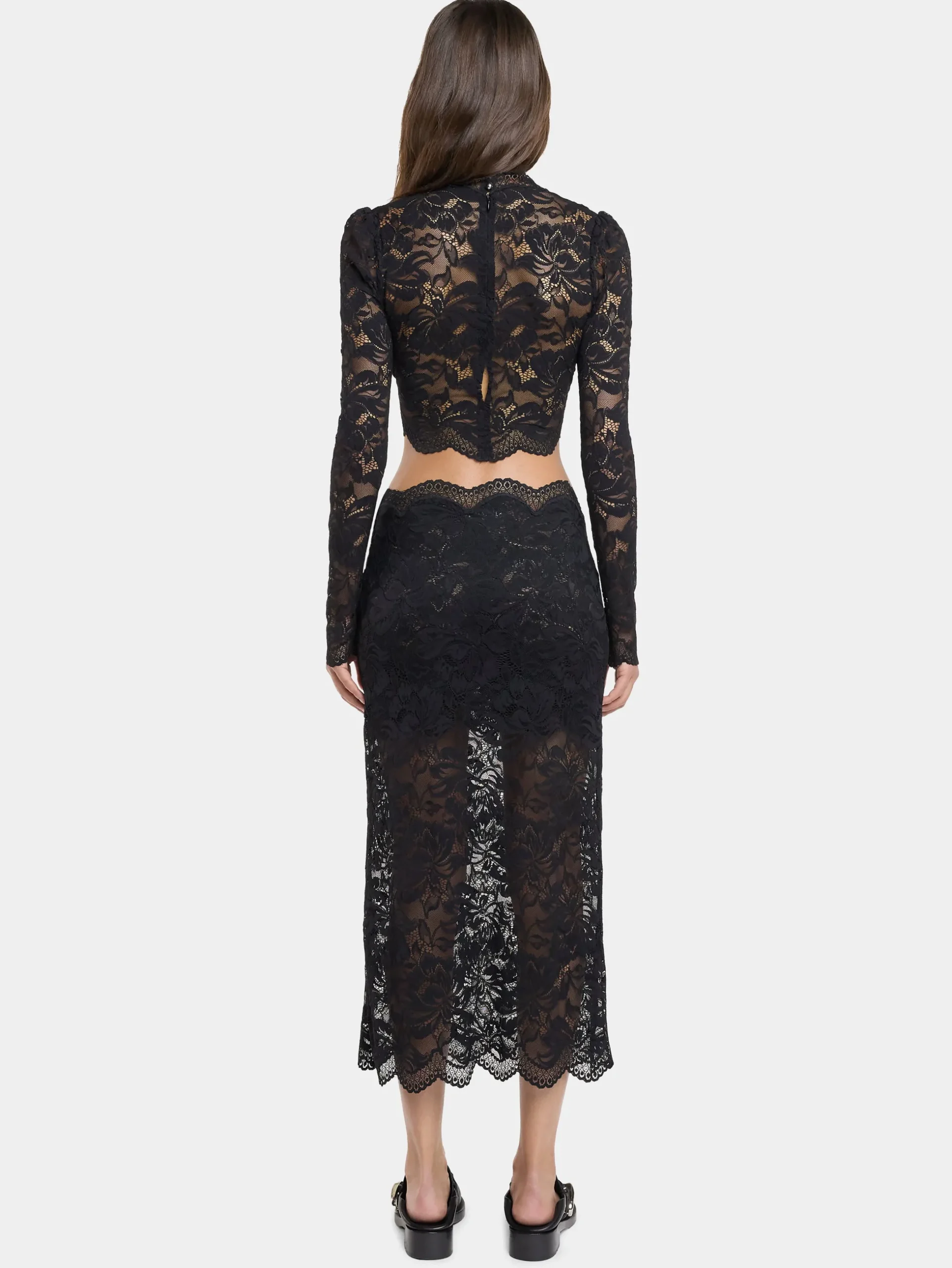 BLACK MIDI-SKIRT IN LACE | Rabanne Flash Sale