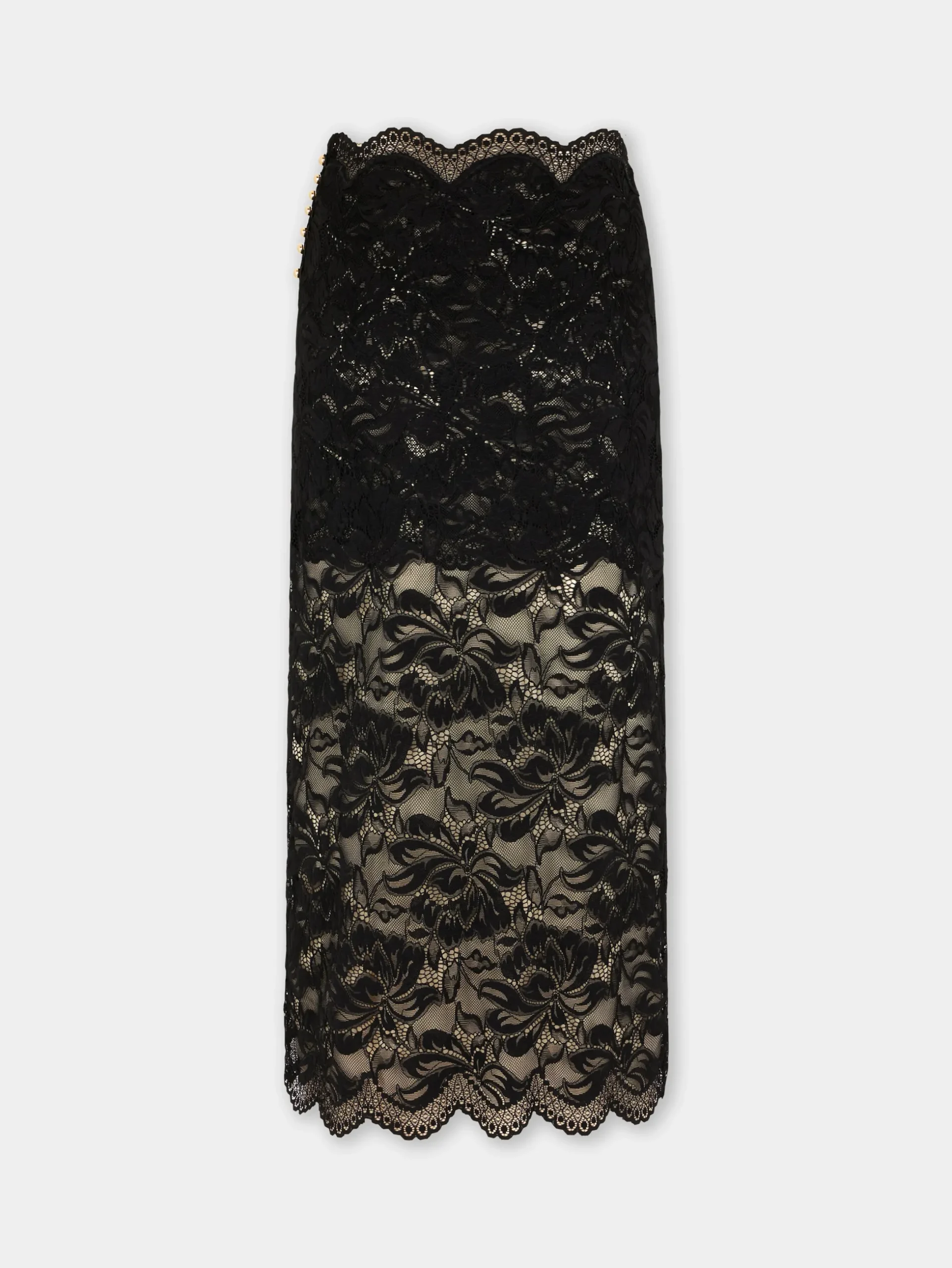 BLACK MIDI-SKIRT IN LACE | Rabanne Flash Sale