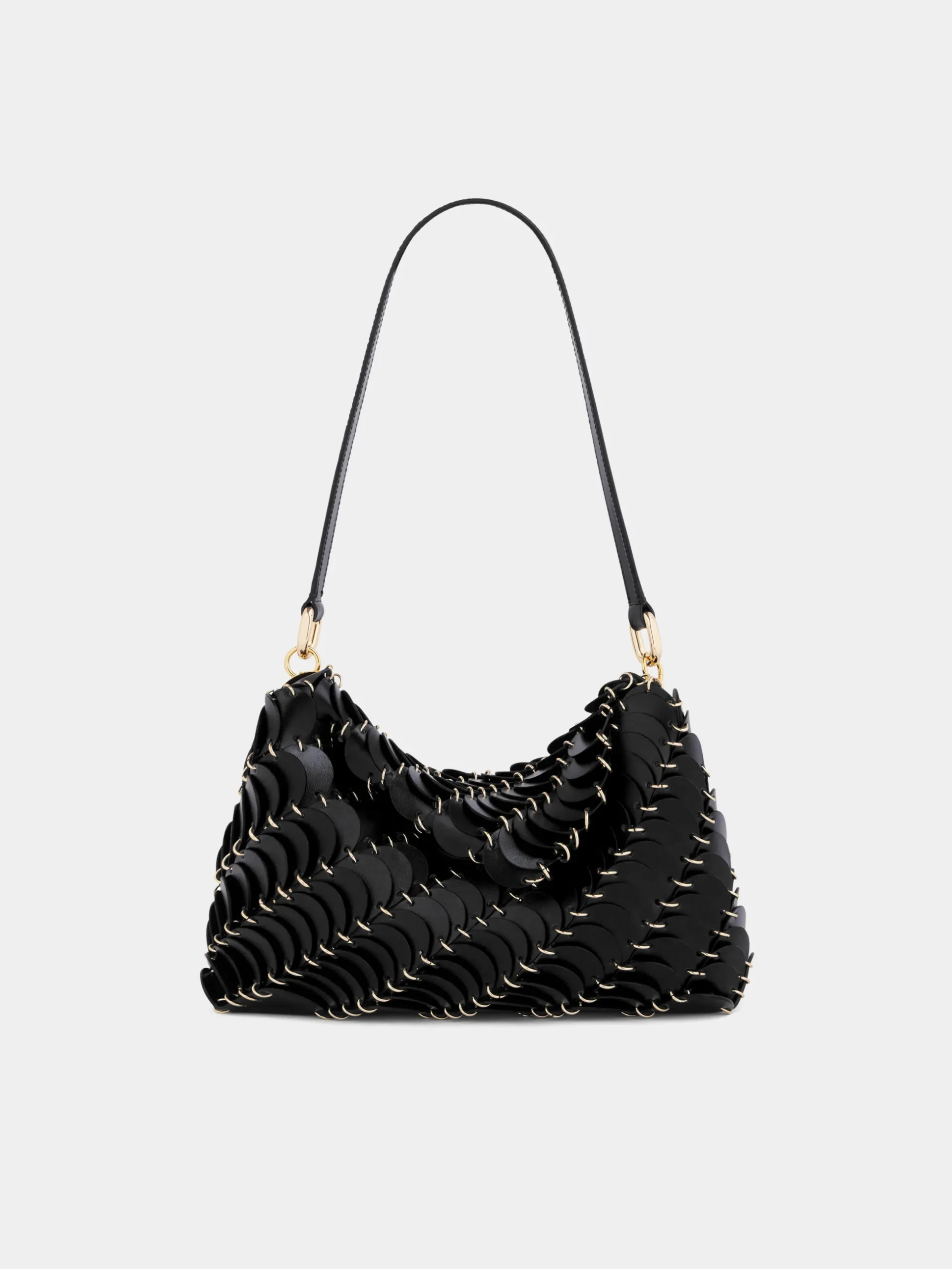 BLACK PACO SHOULDER CLUTCH IN CALFSKIN LEATHER | Rabanne Flash Sale