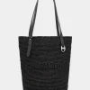 Black Raffia Tote Bag with logo | Rabanne Shop