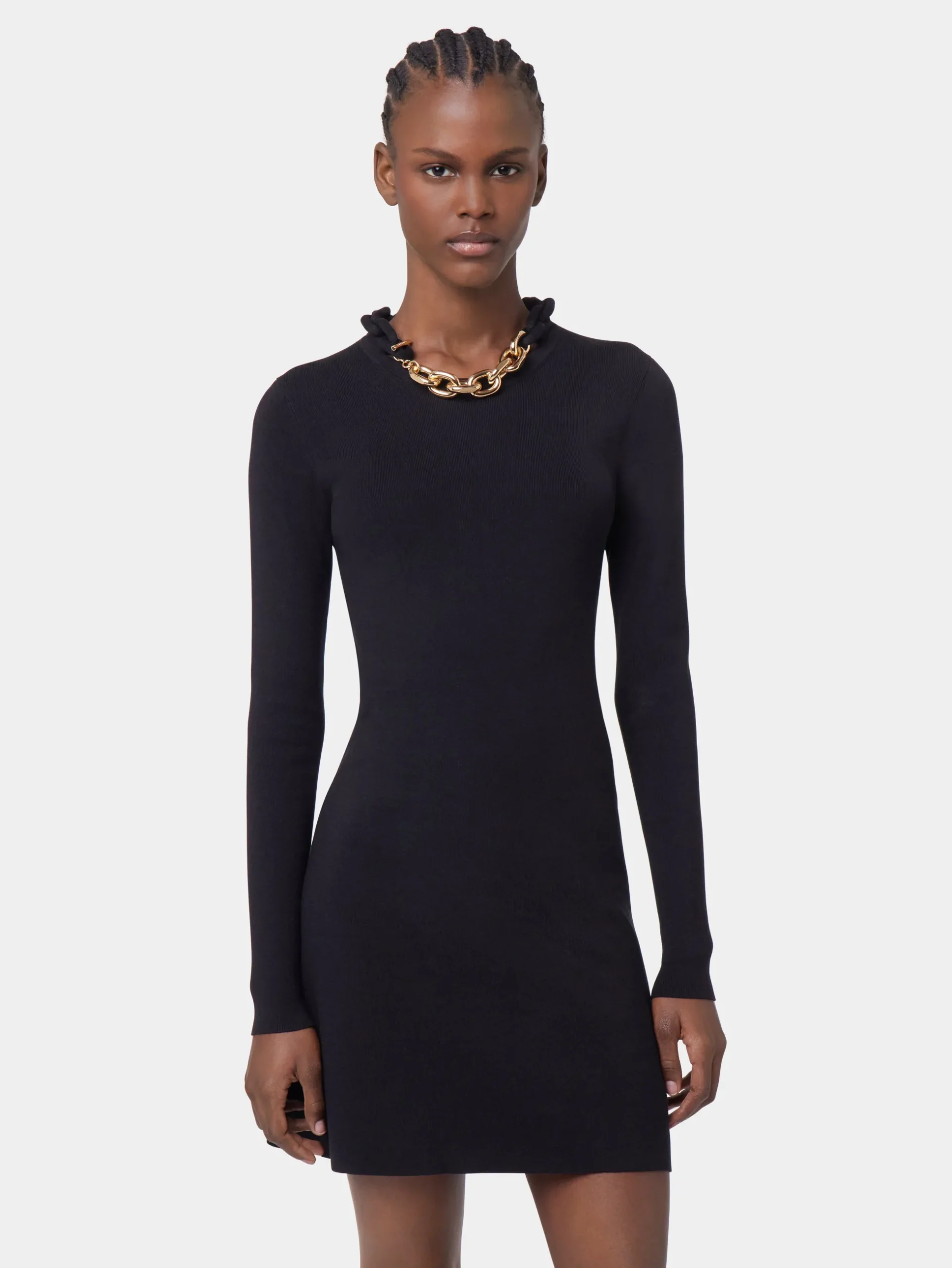 BLACK SHORT KNITTED DRESS | Rabanne Hot