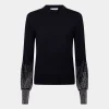 Black stud-cuffs wool jumper | Rabanne Online