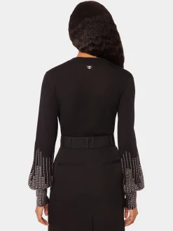 Black stud-cuffs wool jumper | Rabanne Online