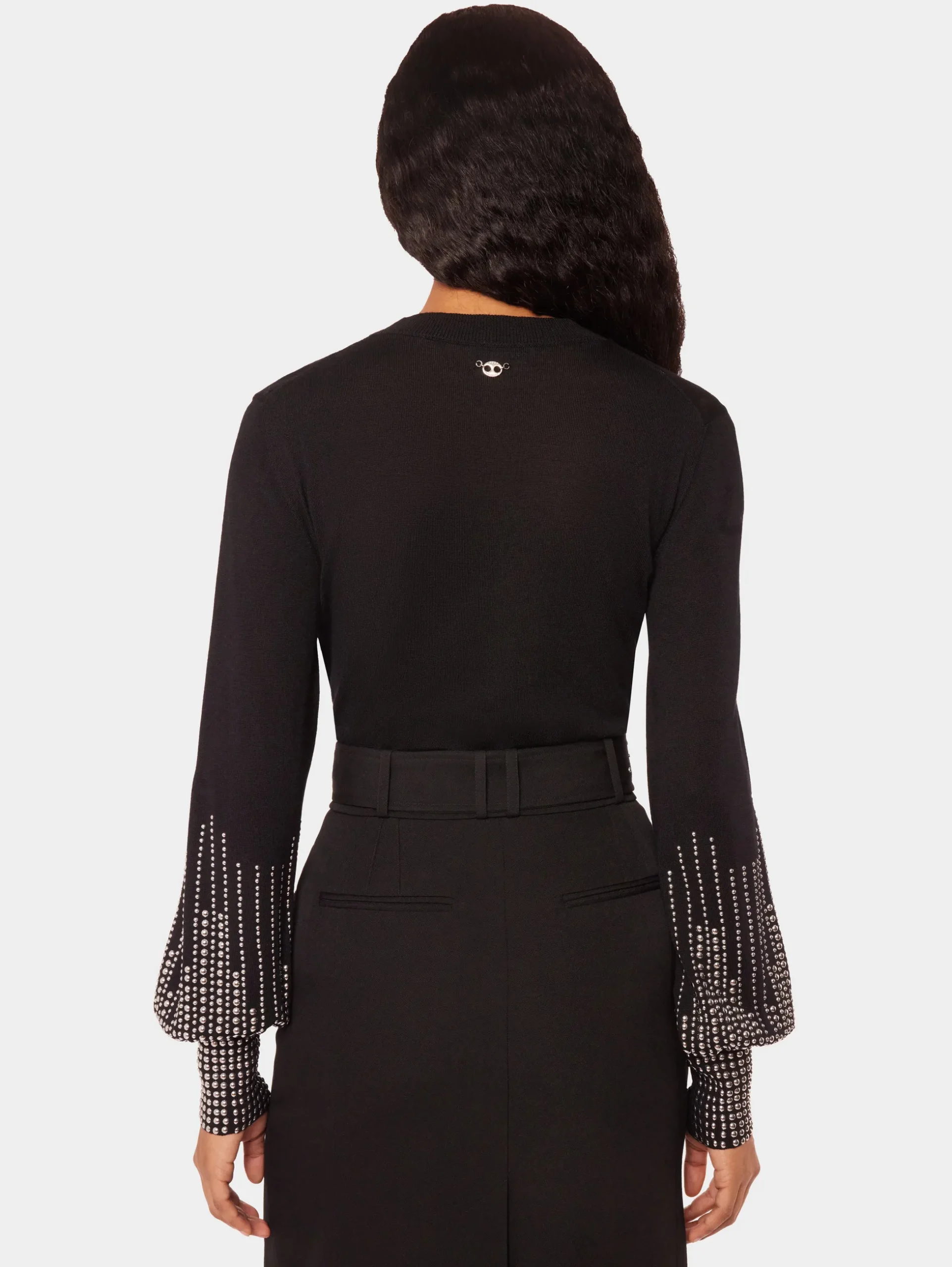 Black stud-cuffs wool jumper | Rabanne Online
