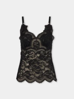 BLACK TANK TOP IN LACE | Rabanne Online