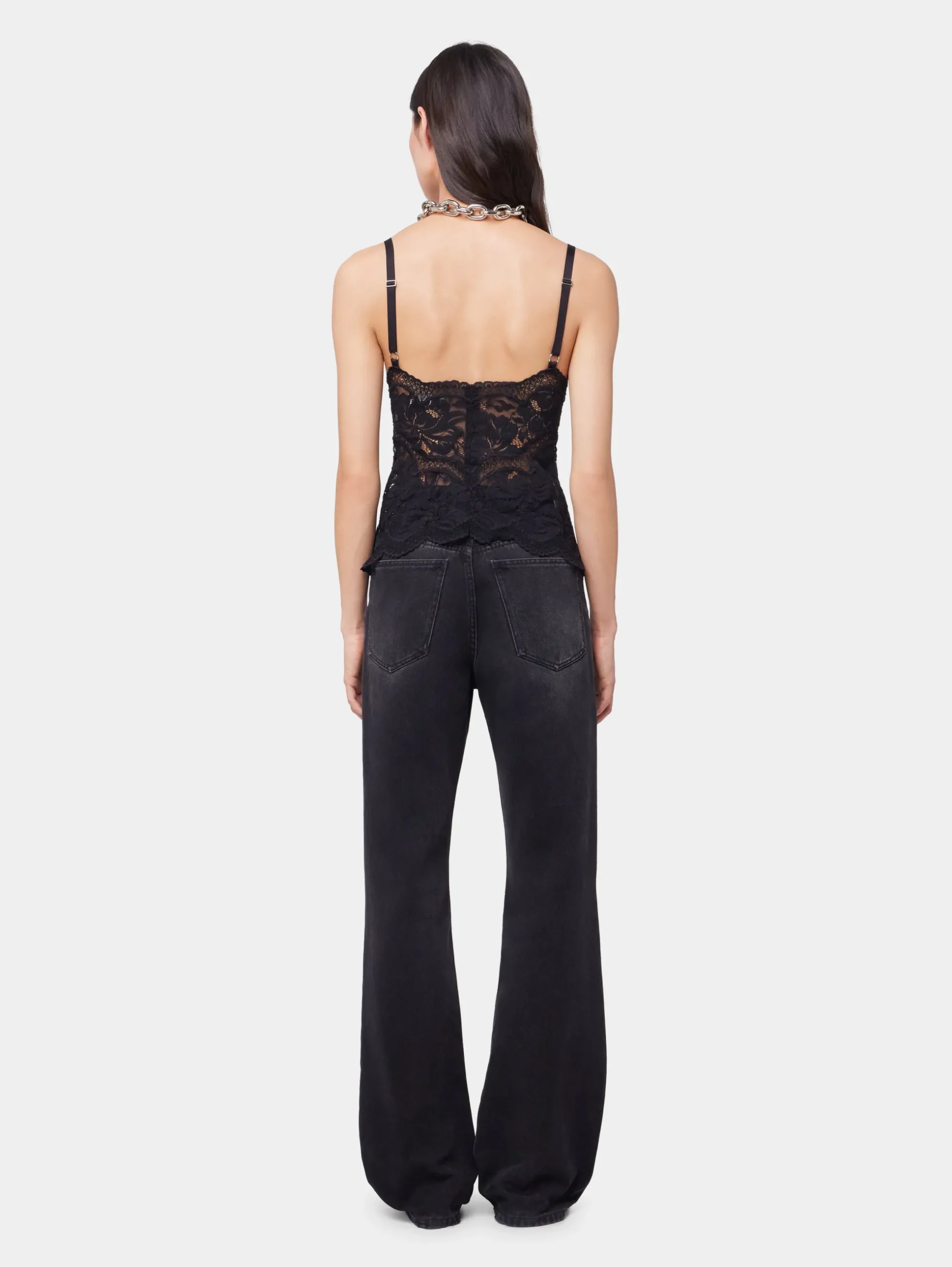BLACK TANK TOP IN LACE | Rabanne Online