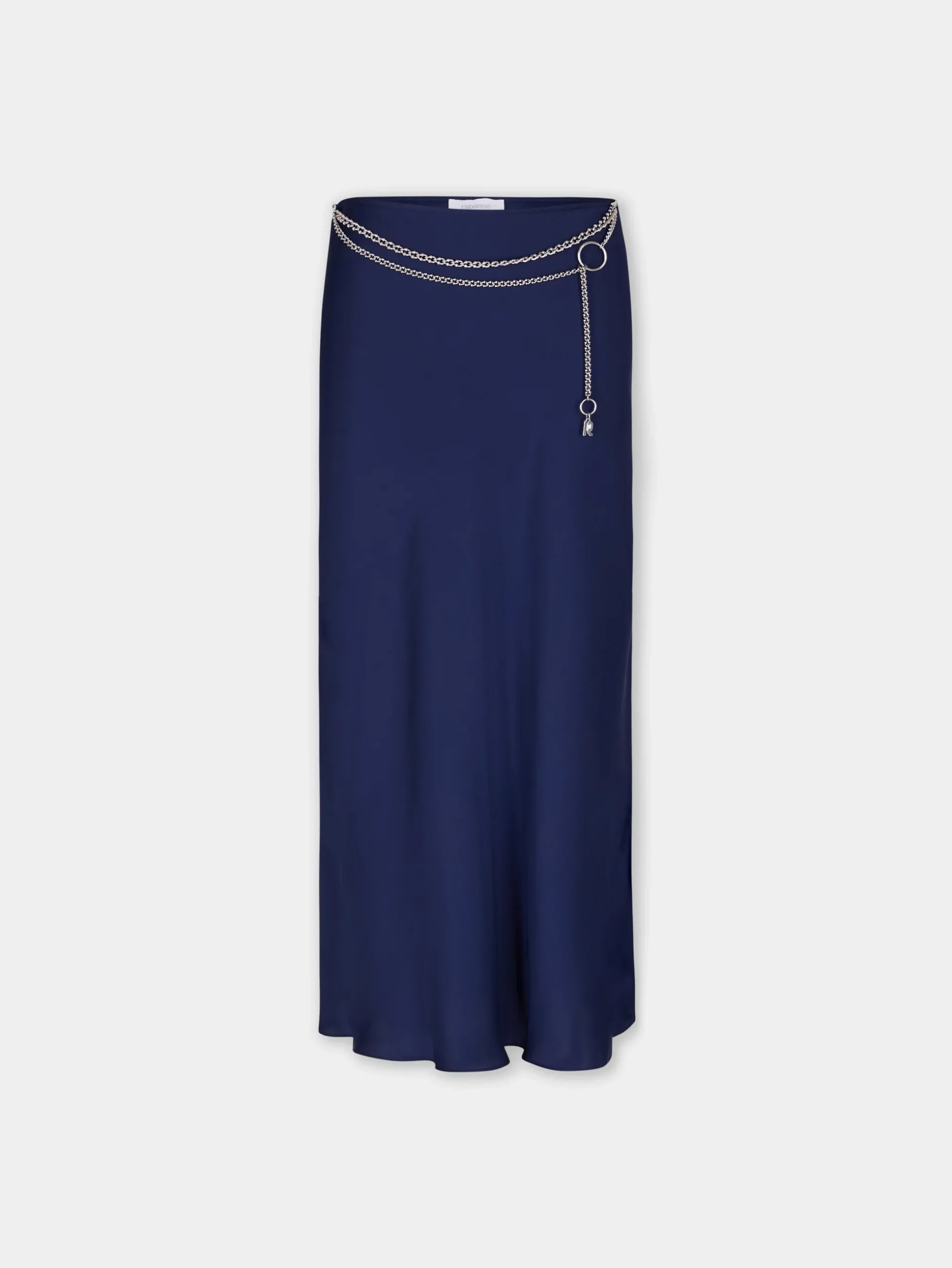 BLUE NAVY LONG SKIRT IN SATIN | Rabanne Best Sale
