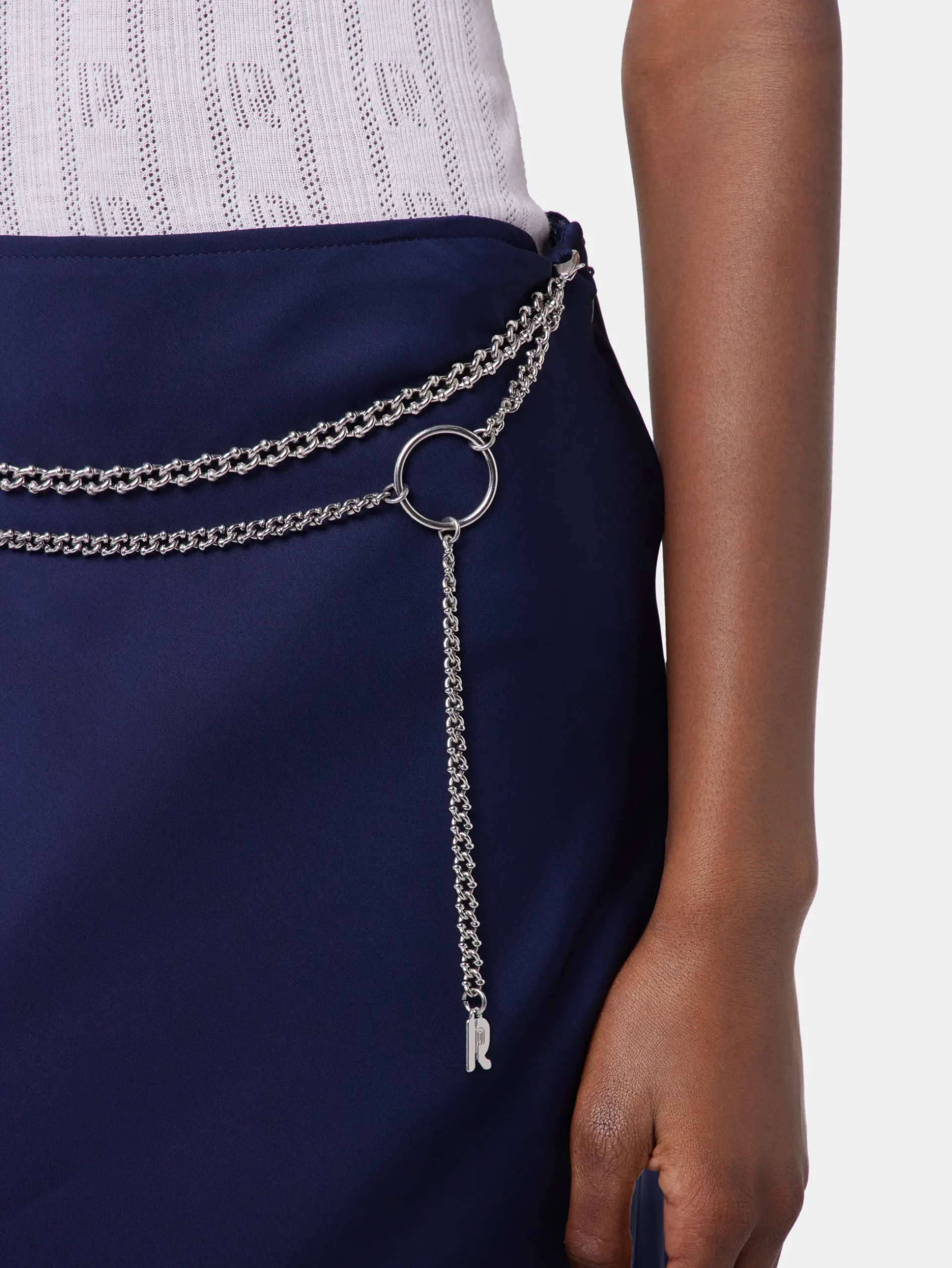BLUE NAVY LONG SKIRT IN SATIN | Rabanne Best Sale