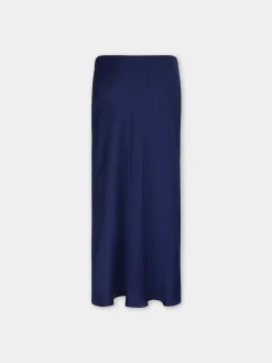 BLUE NAVY LONG SKIRT IN SATIN | Rabanne Best Sale