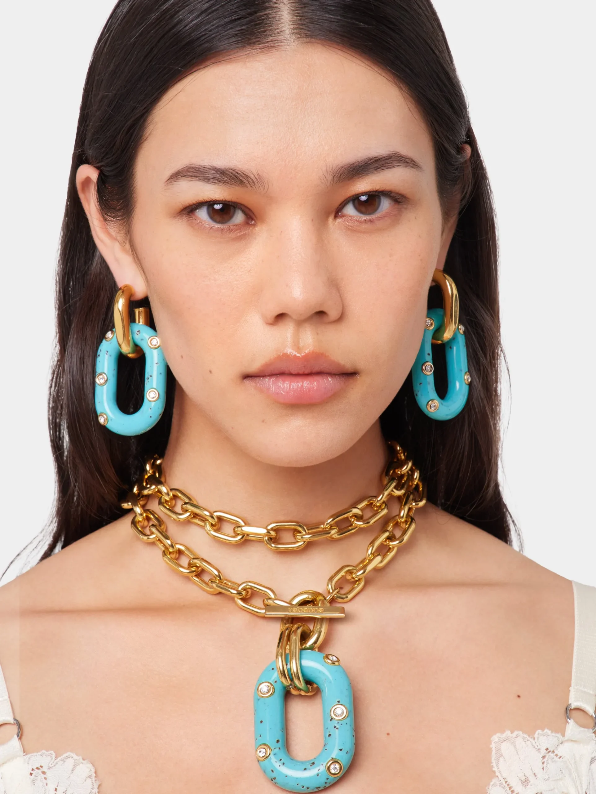 BLUE XL LINK OVERSIZED PALM SPRING EARRINGS | Rabanne Best Sale