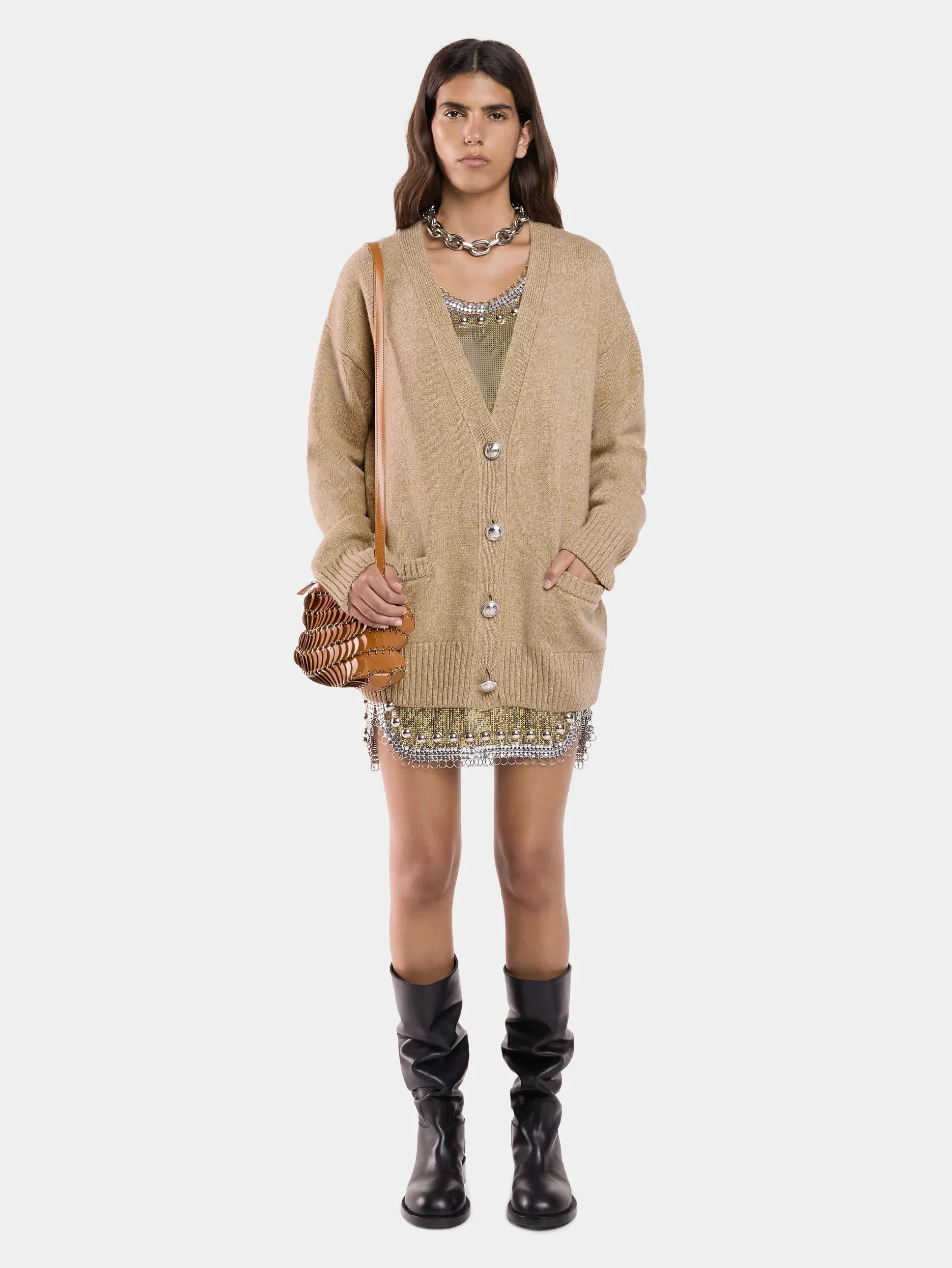 CARDIGAN JACKET IN WOOL AND CASHMERE | Rabanne Hot