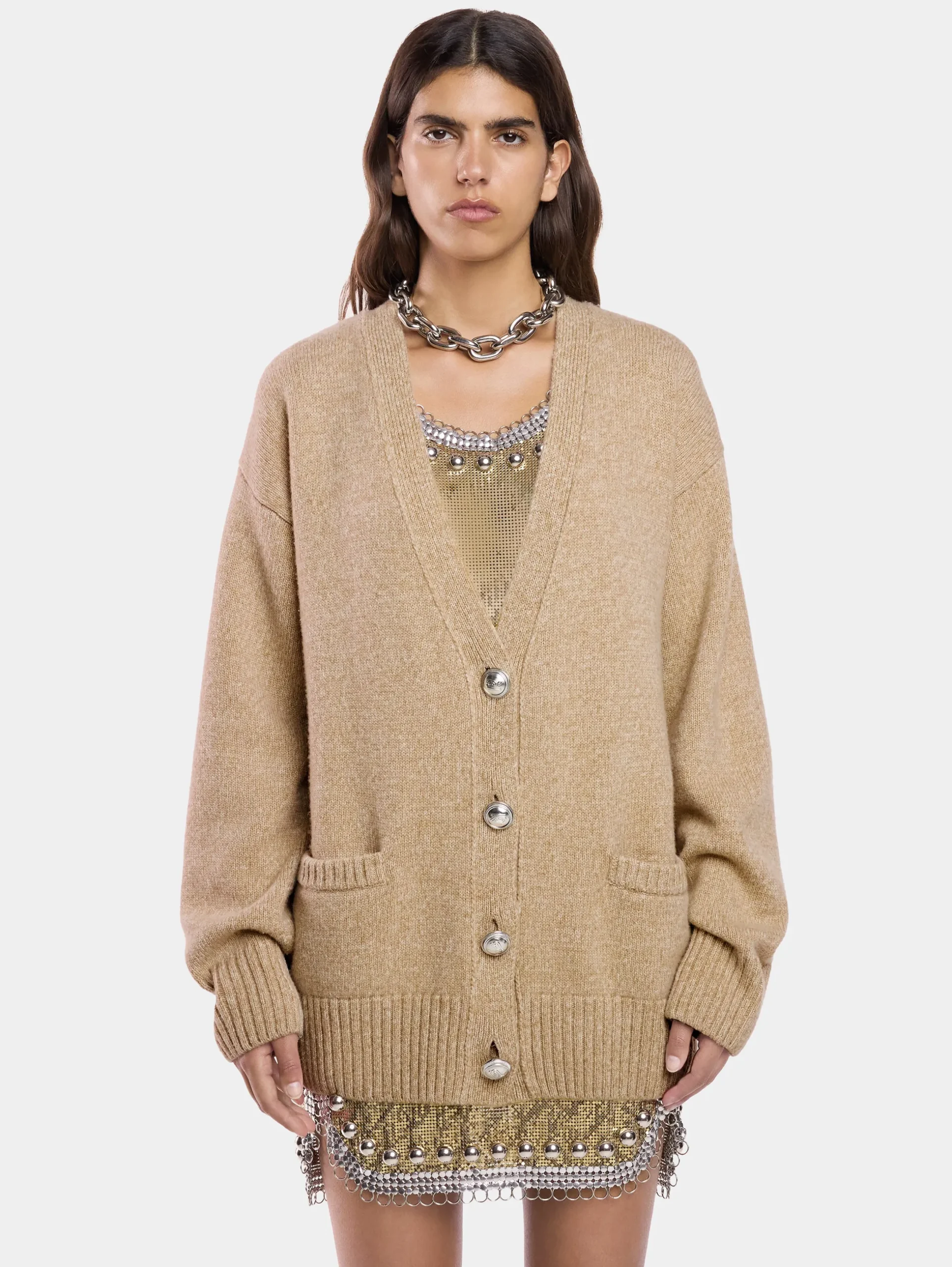 CARDIGAN JACKET IN WOOL AND CASHMERE | Rabanne Hot
