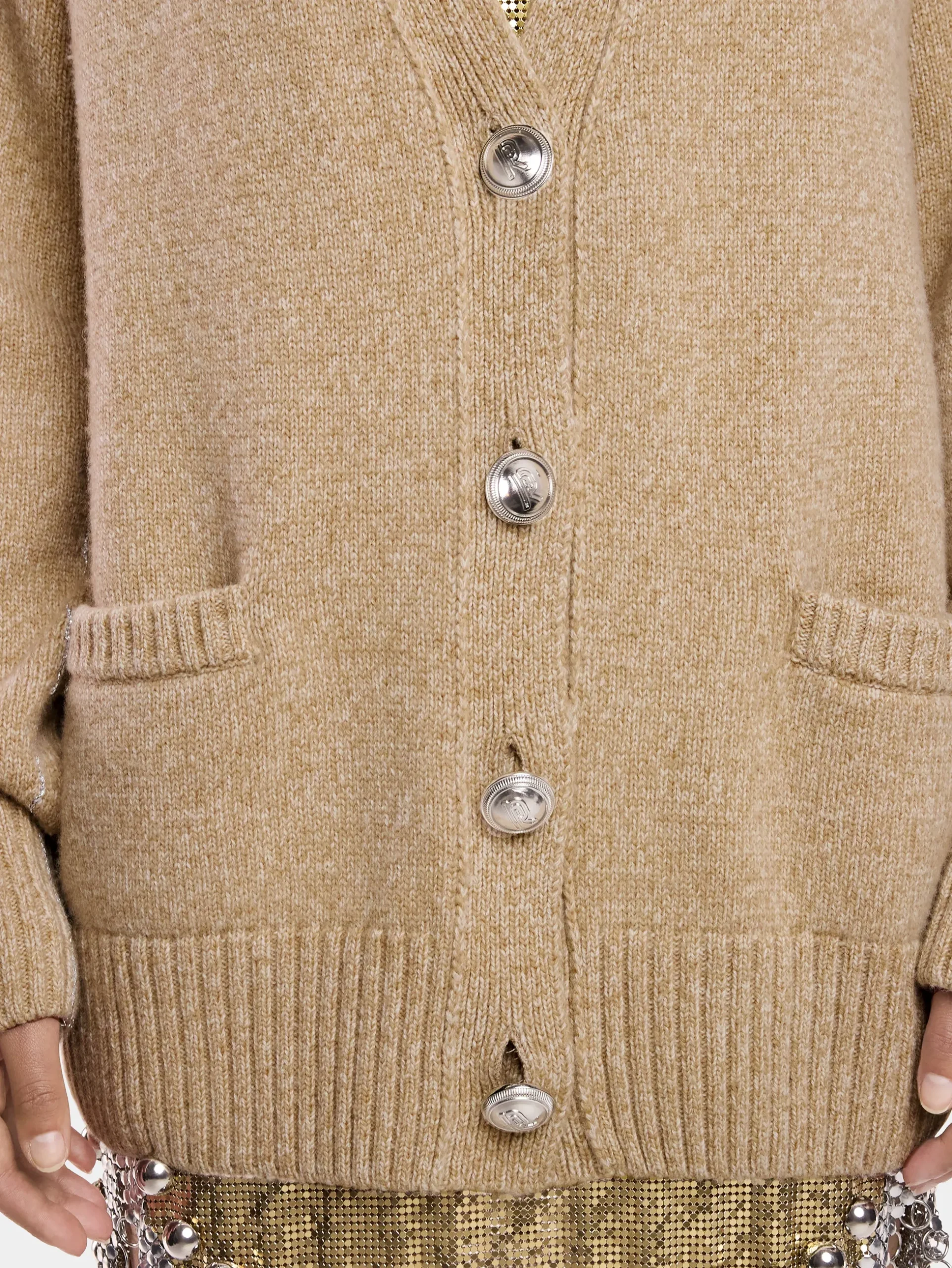 CARDIGAN JACKET IN WOOL AND CASHMERE | Rabanne Hot