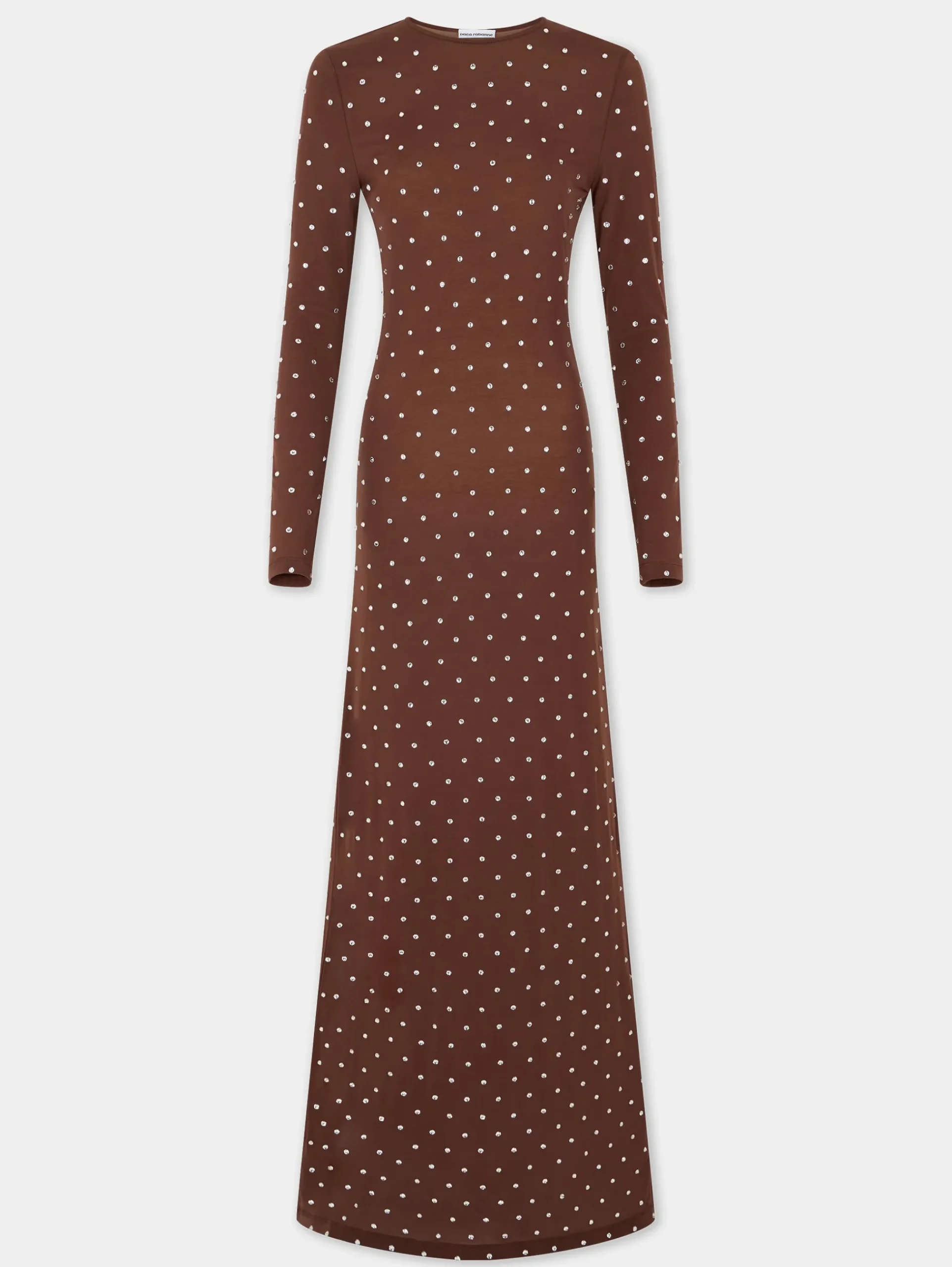 CHOCOLATE CRYSTAL-EMBELLISHED LONG DRESS IN SECOND-SKIN JERSEY | Rabanne Best
