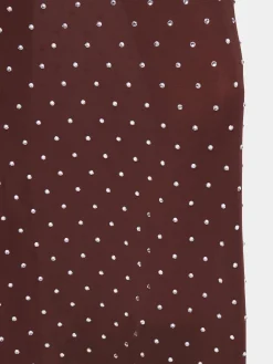 CHOCOLATE CRYSTAL-EMBELLISHED LONG DRESS IN SECOND-SKIN JERSEY | Rabanne Best