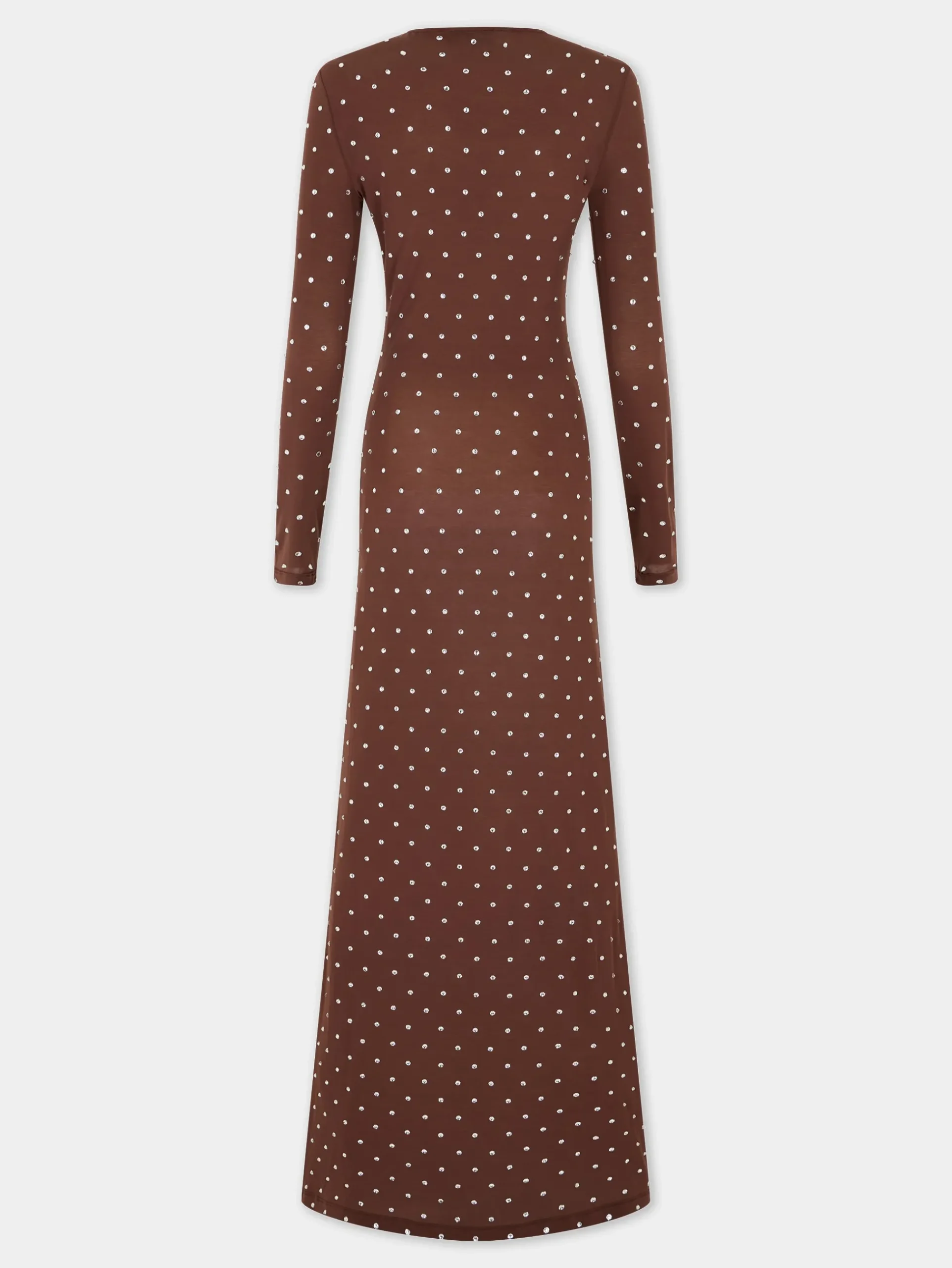 CHOCOLATE CRYSTAL-EMBELLISHED LONG DRESS IN SECOND-SKIN JERSEY | Rabanne Best