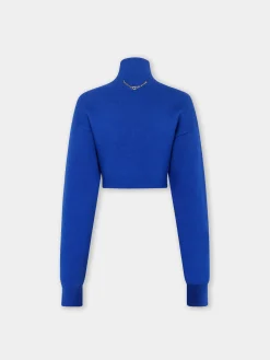 CROPPED SWEATER IN BRUSHED WOOL | Rabanne New