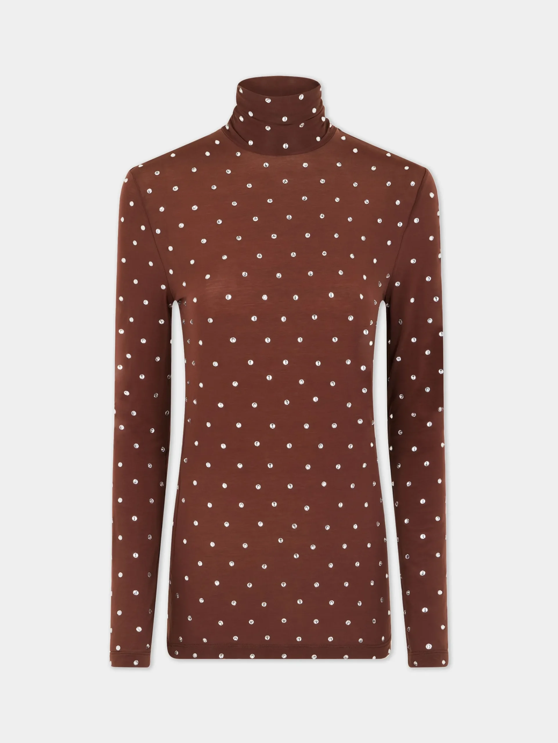 Crystals-embellished chocolate turtleneck top | Rabanne Hot