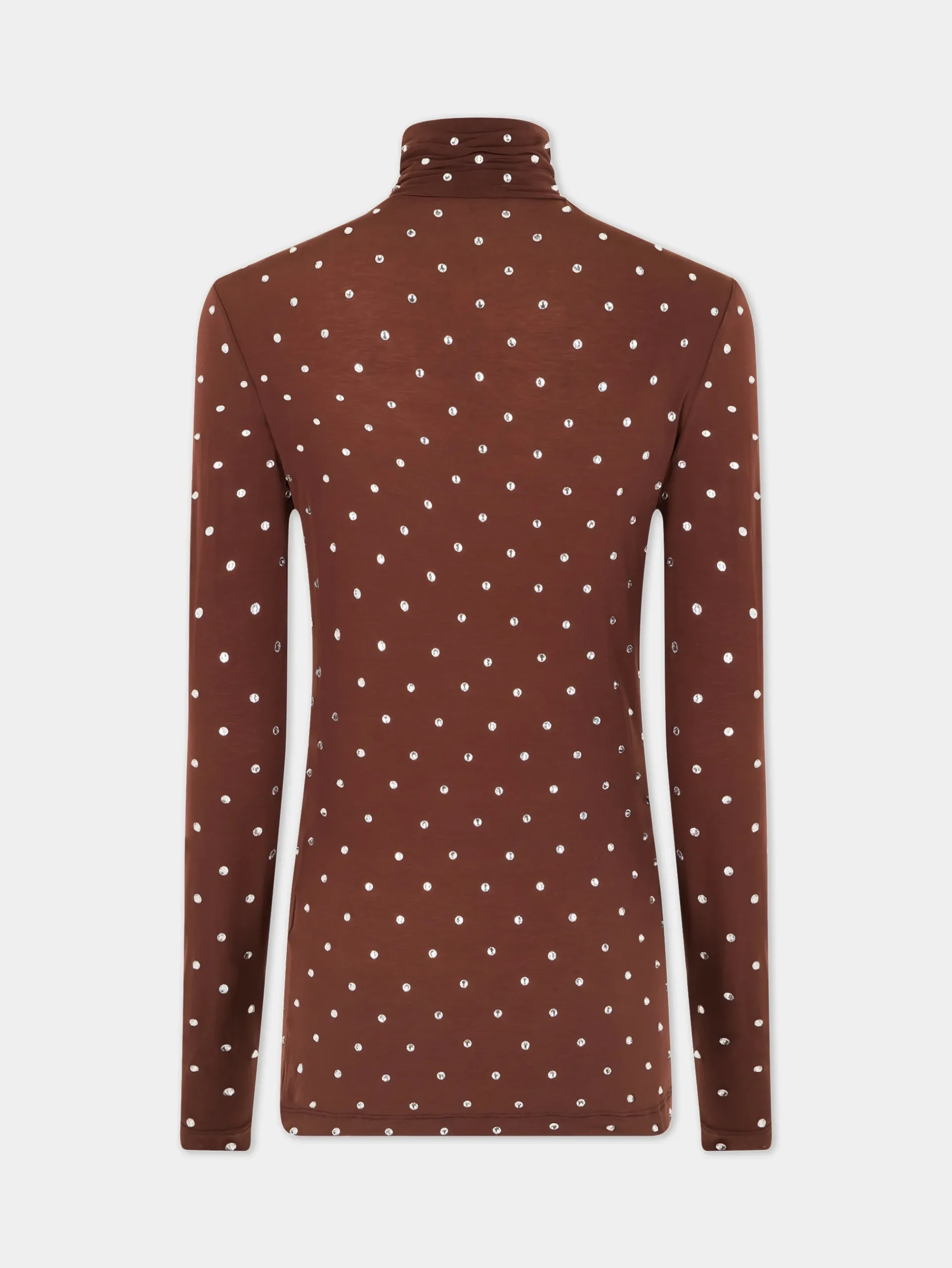 Crystals-embellished chocolate turtleneck top | Rabanne Hot