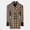 DOUBLE-BREASTED PEACOAT IN TARTAN WOOL | Rabanne Outlet